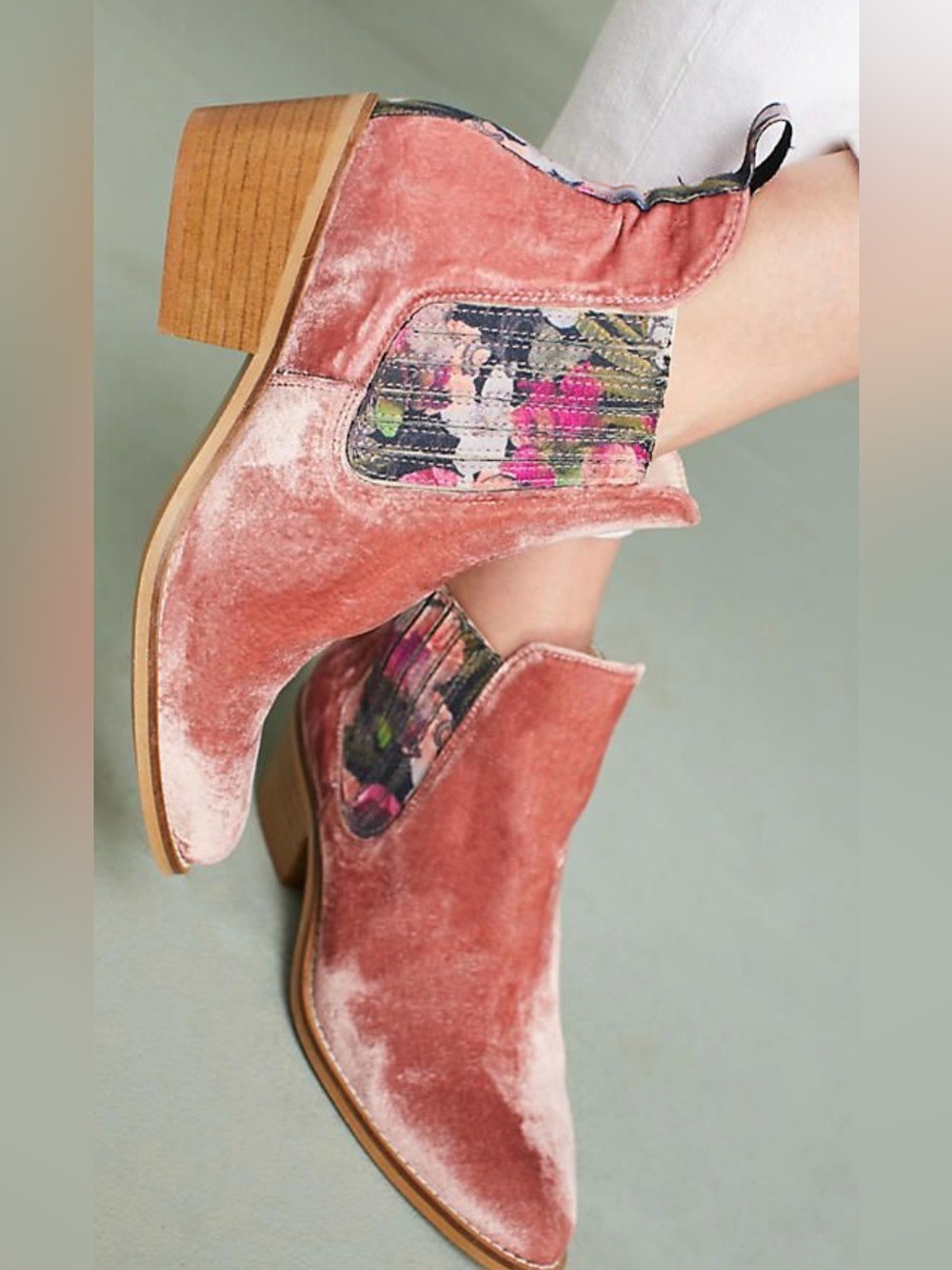 Anthropology Shelly’s London Tiara Chelsea Boot Velvet & Leather